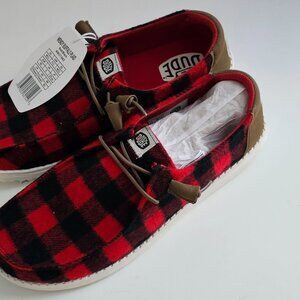 Hey Dude Women's Wendy Buffalo Plaid Red/Black! Size US 11 NWT